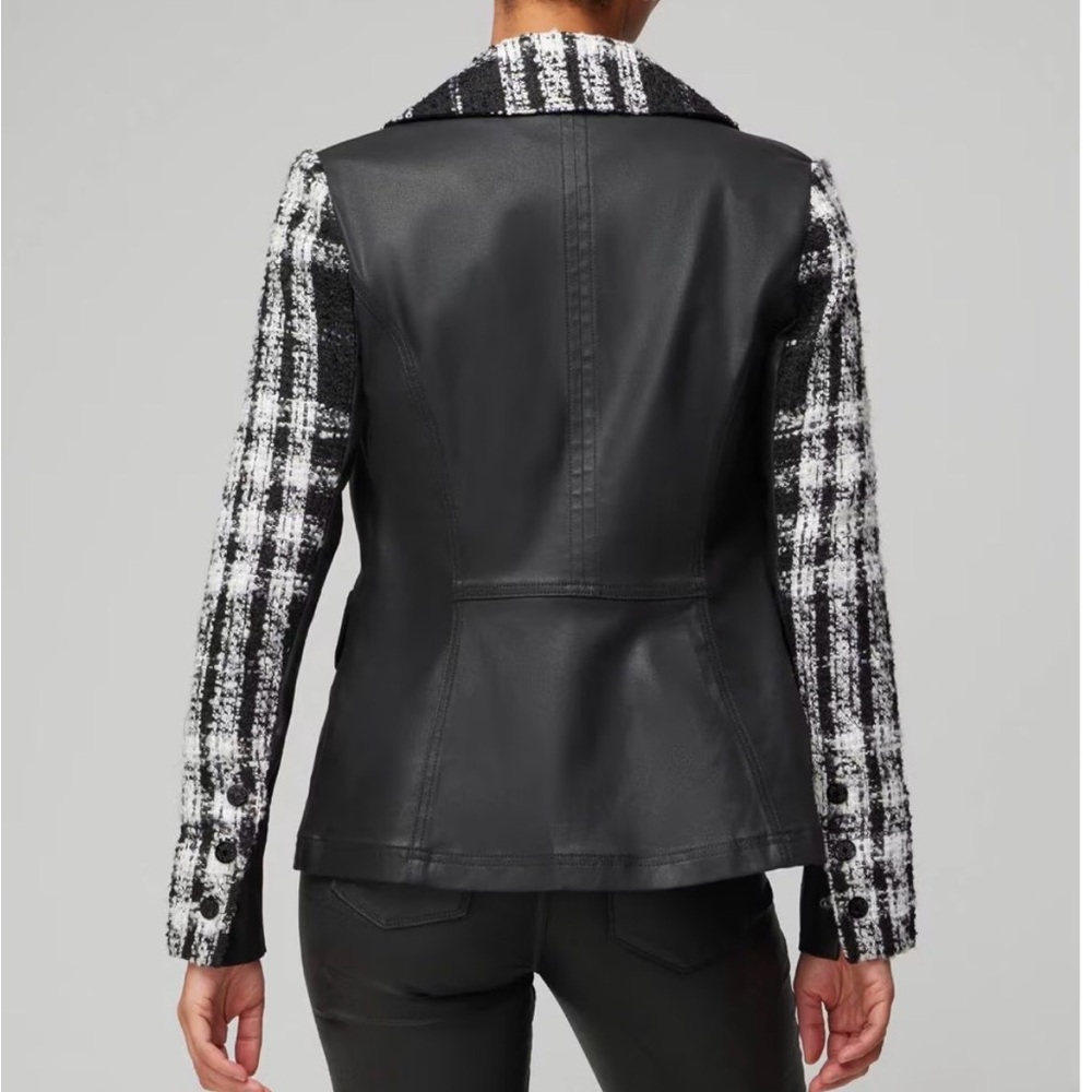 White House Black Market Tweed Pieced Coated Moto Jacket blazer 8 - Picture 10 of 11